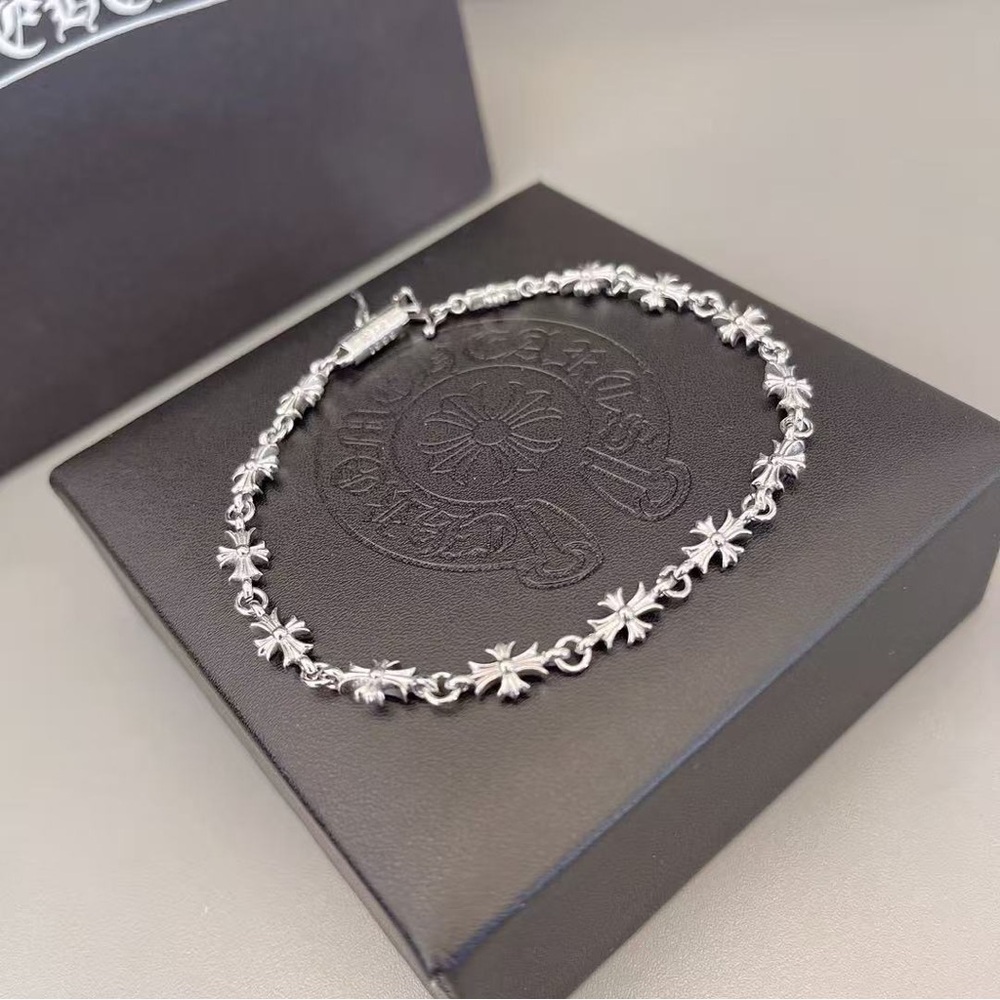 Chrome Hearts Tiny Cross Link Chain Bracelet 925 Sterling Silver